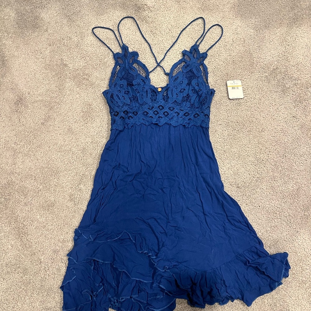 Free People Adella Navy Lace Mini Dress - Picture 2 of 5